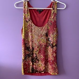 Size Small Women’s Red Floral Anne Klein New York Sparkly Tank Top